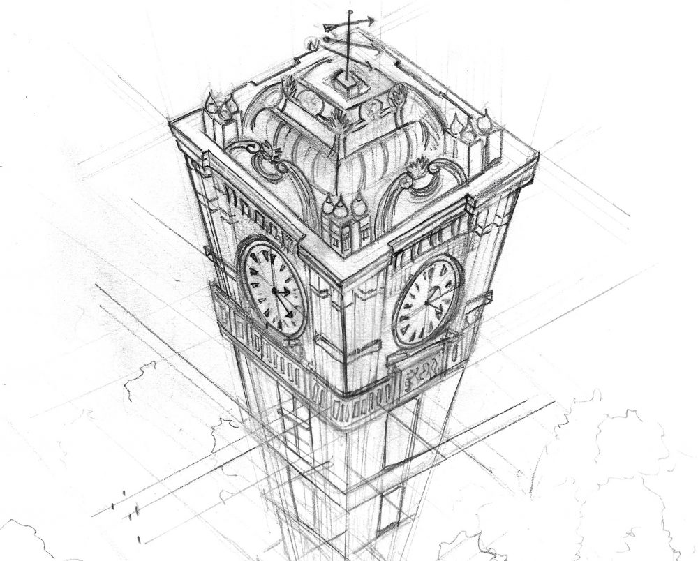 Three Points Perspective Drawings