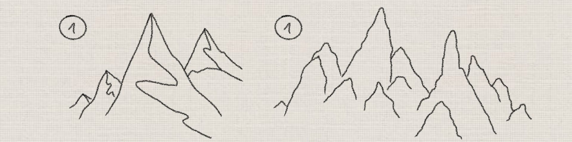 step by step mountain drawings