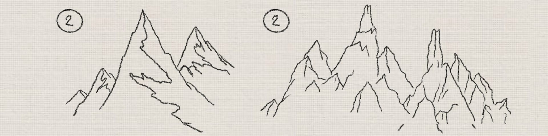 step by step mountain drawings