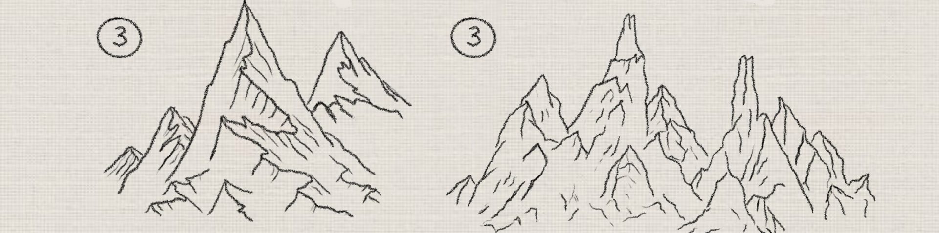 step by step mountain drawings