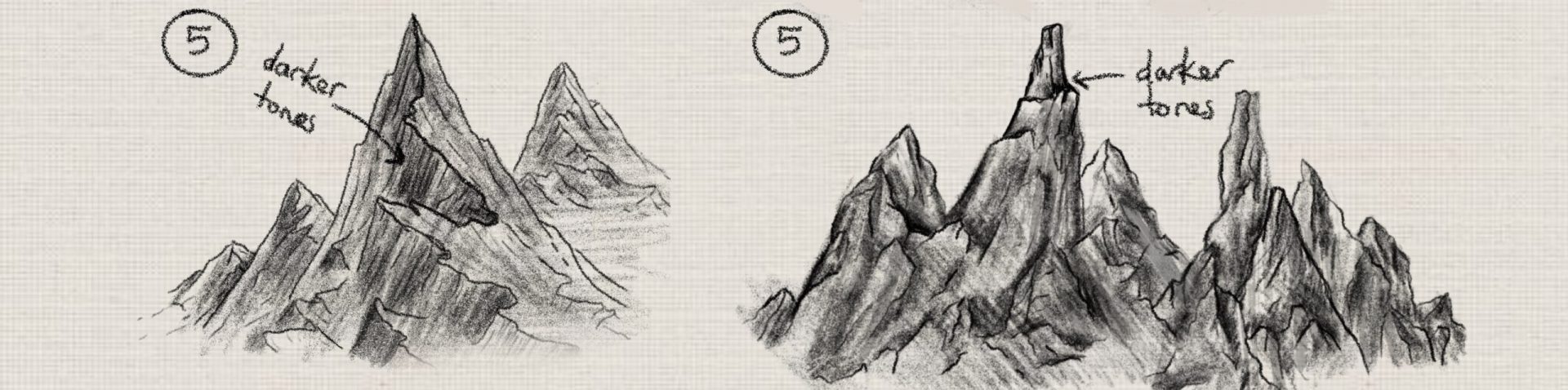 step by step mountain drawings