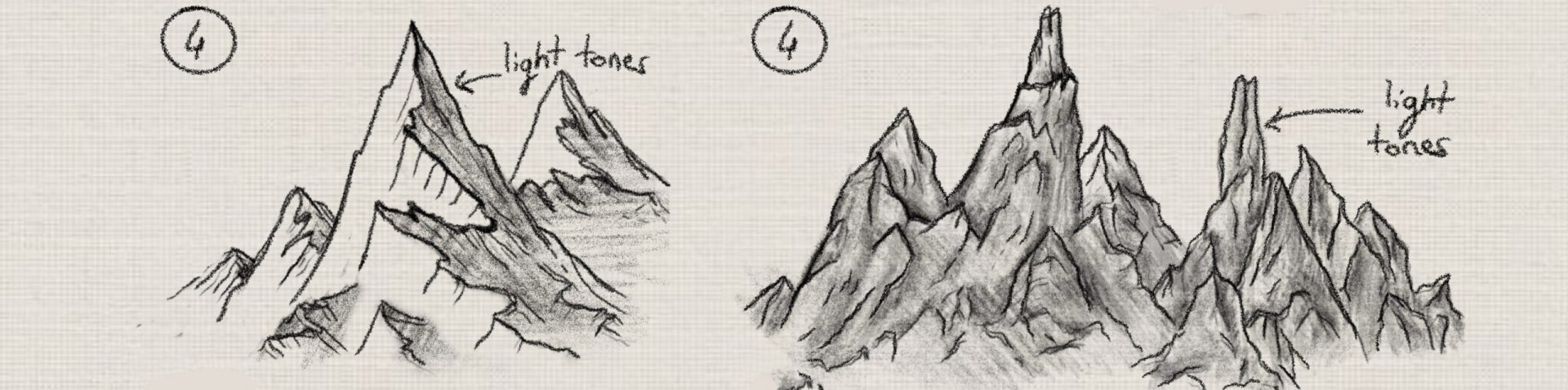 step by step mountain drawings