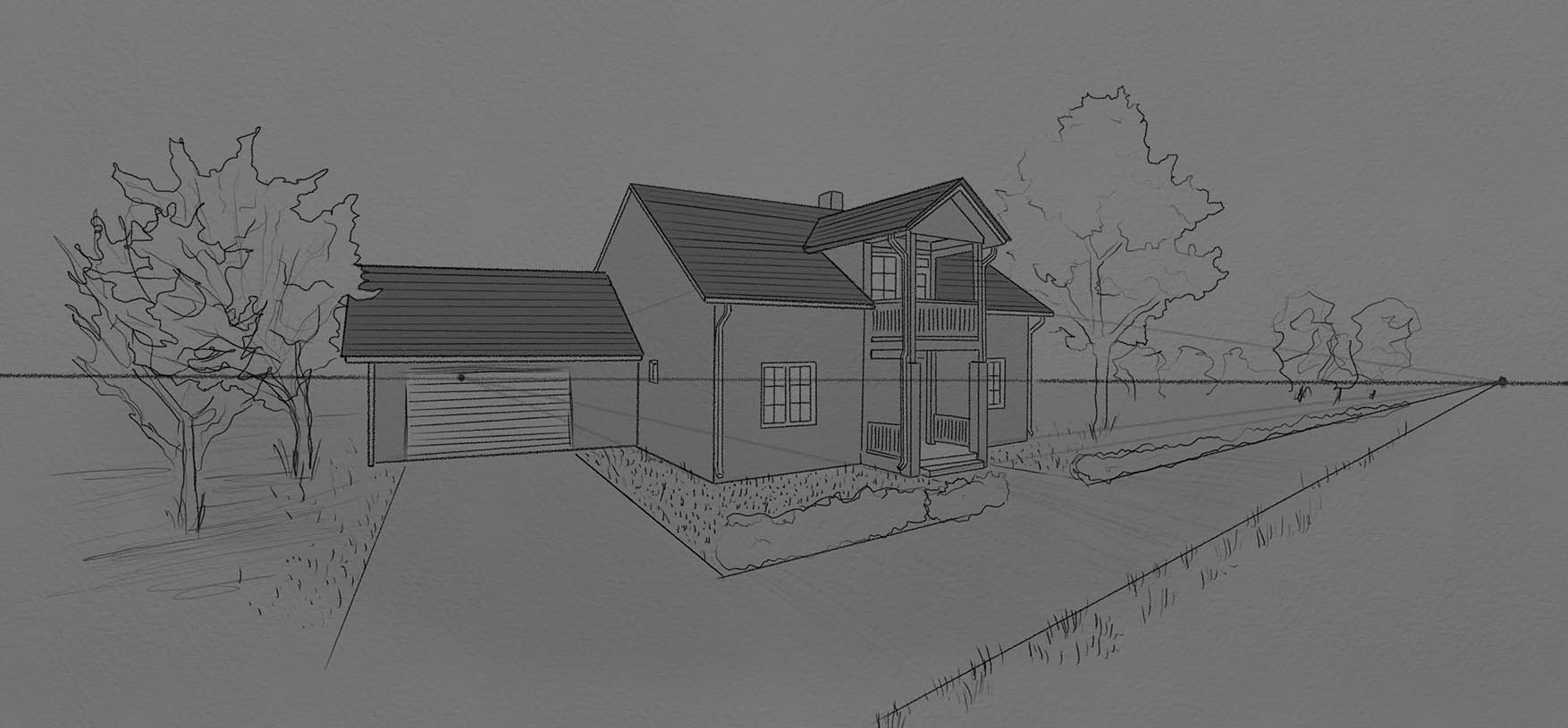 2 point perspective modern house How to Draw Video Tutorial