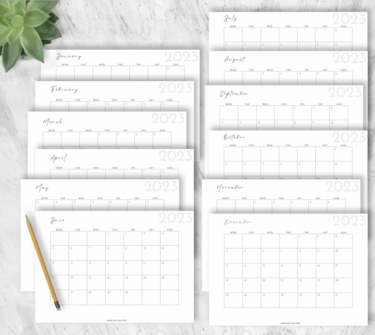 Printable Monthly Planners