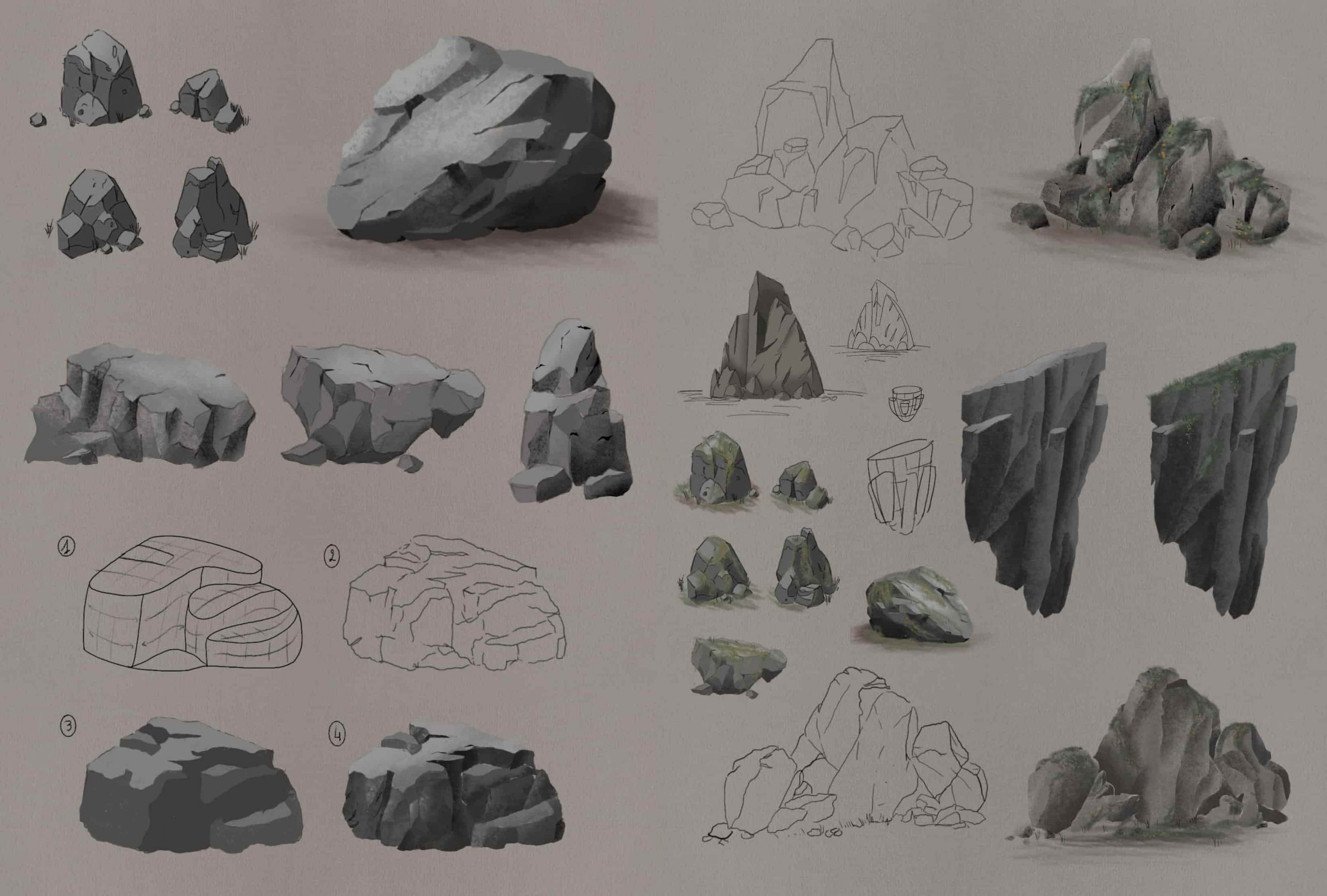 How to draw rocks?
